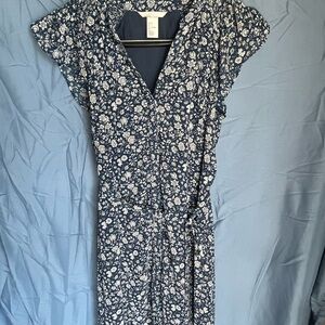 H&M Navy Floral Midi Dress